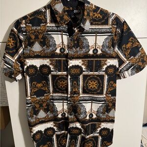 GBG Los Angeles Black and Gold Baroque Shirt